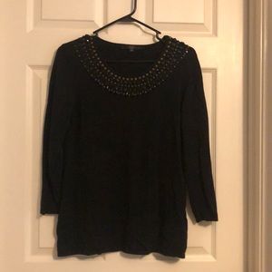 Alex Marie Black Sweater w/ Beaded Neckline